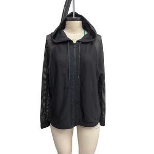Lululemon L/S Mesh on Mesh Relaxed Fit Hooded Sweater Jacket Black Apx Size 8